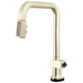 Brizo Frank Lloyd Wright 64023LF SmartTouch Pull-Down Kitchen Faucet with Square Spout and Wood/Concrete Wand - Less Handle - Polished Nickel / Wood
