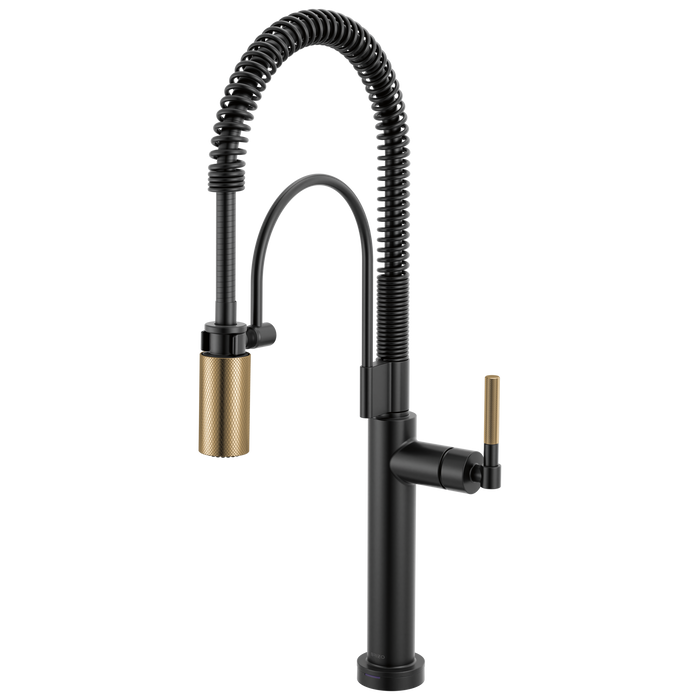 Brizo Litze 64343LF SmartTouch Semi-Professional Kitchen Faucet - Knurled Handle - Matte Black/Luxe Gold