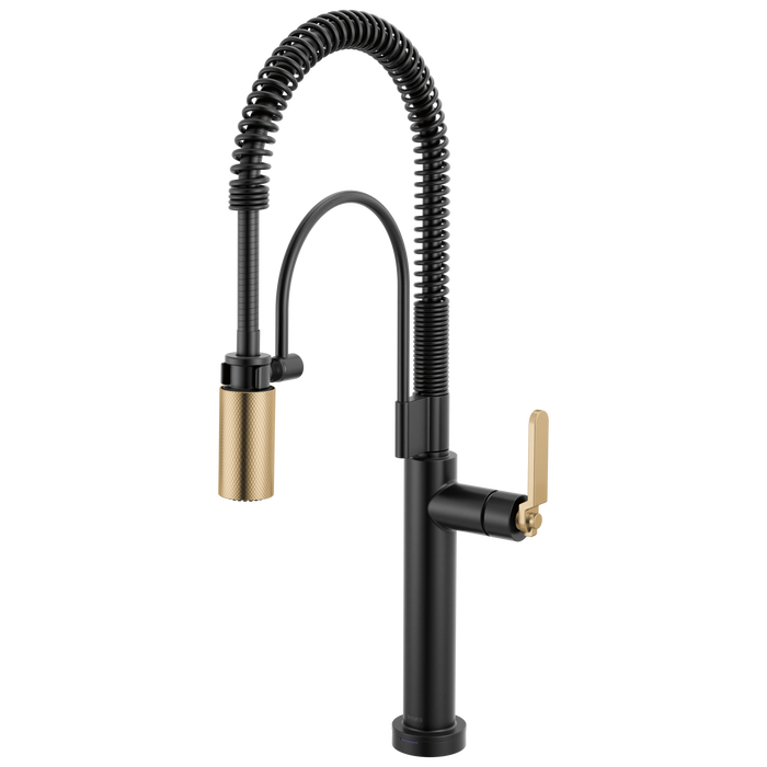 Brizo Litze 64344LF SmartTouch Semi-Professional Kitchen Faucet - Industrial Handle - Matte Black/Luxe Gold