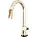Brizo Frank Lloyd Wright 64922LF SmartTouch Pull-Down Prep Faucet with Arc Spout and Wood Spout - Less Handle - Polished Nickel / Wood