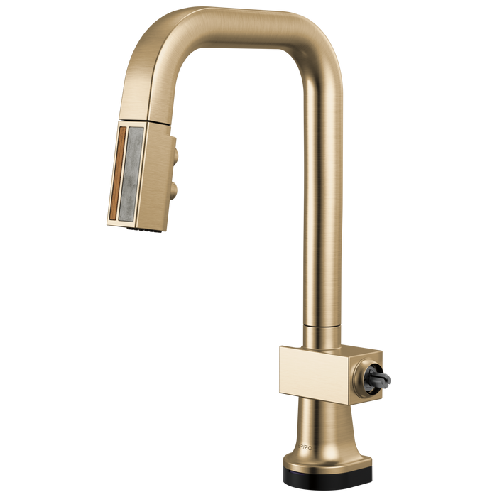 Brizo Frank Lloyd Wright 64923LF SmartTouch Pull-Down Prep Faucet with Square Spout and Wood/Concrete Wand - Less Handle - Luxe Gold / Wood
