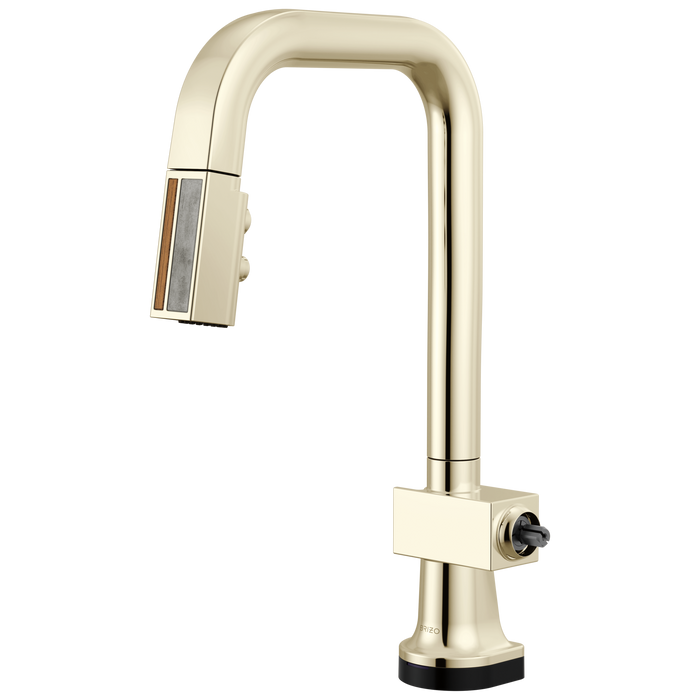 Brizo Frank Lloyd Wright 64923LF SmartTouch Pull-Down Prep Faucet with Square Spout and Wood/Concrete Wand - Less Handle - Polished Nickel / Wood