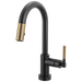 Brizo Litze 64943LF Smarttouch Pull-Down Prep Faucet with Arc Spout - Knurled Handle - Matte Black/Luxe Gold