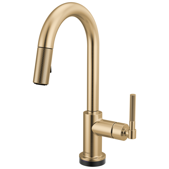Brizo Litze 64943LF Smarttouch Pull-Down Prep Faucet with Arc Spout - Knurled Handle - Luxe Gold