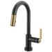 Brizo Litze 64944LF Smarttouch Pull-Down Prep Faucet with Arc Spout - Industrial Handle - Matte Black/Luxe Gold