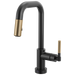 Brizo Litze 64953LF Smarttouch Pull-Down Prep Faucet with Square Spout - Knurled Handle - Matte Black/Luxe Gold