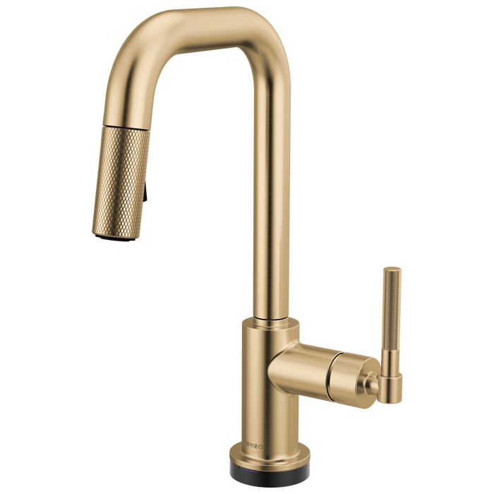 Brizo Litze 64953LF Smarttouch Pull-Down Prep Faucet with Square Spout - Knurled Handle - Luxe Gold