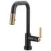 Brizo Litze 64954LF Smarttouch Pull-Down Prep Faucet with Square Spout - Industrial Handle - Matte Black/Luxe Gold