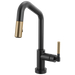 Brizo Litze 64963LF Smarttouch Pull-Down Prep Faucet with Angle Spout - Knurled Handle - Matte Black/Luxe Gold