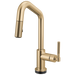 Brizo Litze 64963LF Smarttouch Pull-Down Prep Faucet with Angle Spout - Knurled Handle - Luxe Gold