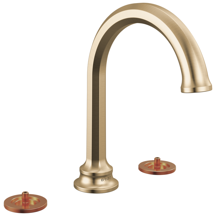 Brizo Beauclere 65365LF Widespread Lavatory Faucet with Arc Spout - Less Handles 1.2 GPM - Luxe Gold