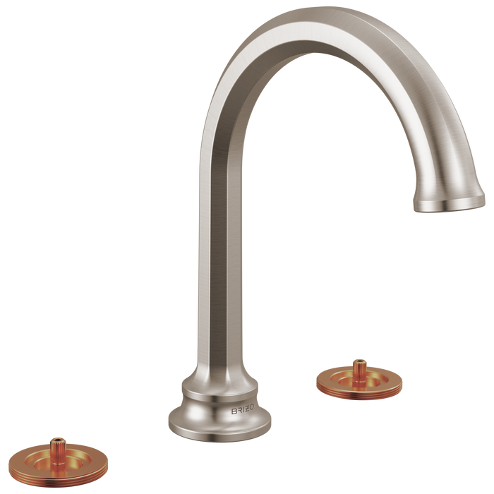 Brizo Beauclere 65365LF Widespread Lavatory Faucet with Arc Spout - Less Handles 1.2 GPM - Luxe Nickel