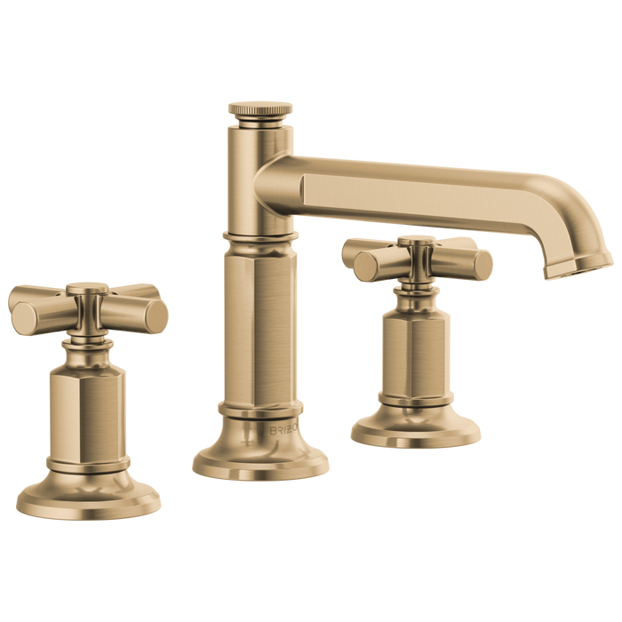 Brizo Invari 65377LF Widespread Lavatory Faucet with Column Spout - Less Handles 1.2 GPM - Luxe Gold