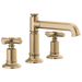 Brizo Invari 65377LF Widespread Lavatory Faucet with Column Spout - Less Handles 1.2 GPM - Luxe Gold
