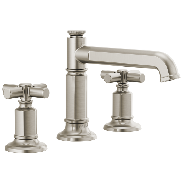 Brizo Invari 65377LF Widespread Lavatory Faucet with Column Spout - Less Handles 1.2 GPM - Luxe Nickel
