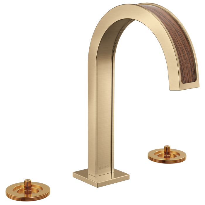 Brizo Frank Lloyd Wright 65399LF Widespread Lavatory Faucet with Arc Spout - Less Handles - Luxe Gold / Wood