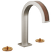 Brizo Frank Lloyd Wright 65399LF Widespread Lavatory Faucet with Arc Spout - Less Handles - Luxe Nickel / Teak Wood