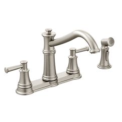 Moen 7255 Belfield Two Handle Kitchen Faucet with Spray in Spot Resist Stainless