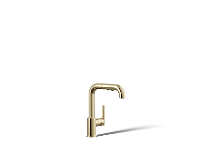 KOHLER Purist Pull-out kitchen sink faucet with three-function sprayhead