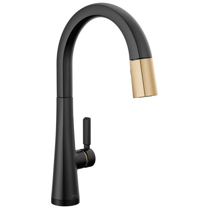 Delta Monrovia 9191TL TouchTouch 2O Technology Kitchen Faucet with Touchless Technology - Matte Black / Champagne Bronze