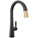 Delta Monrovia 9191TL TouchTouch 2O Technology Kitchen Faucet with Touchless Technology - Matte Black / Champagne Bronze