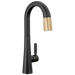 Delta Monrovia 9991 Single Handle Pull-Down Bar / Prep Faucet - Matte Black / Champagne Bronze