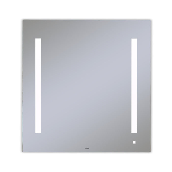 AiO 29-1/8" x 29-7/8" x 1-1/2" lighted mirror with LUM lighting at 4000 kelvin temperature (cool light), dimmable and USB charging ports