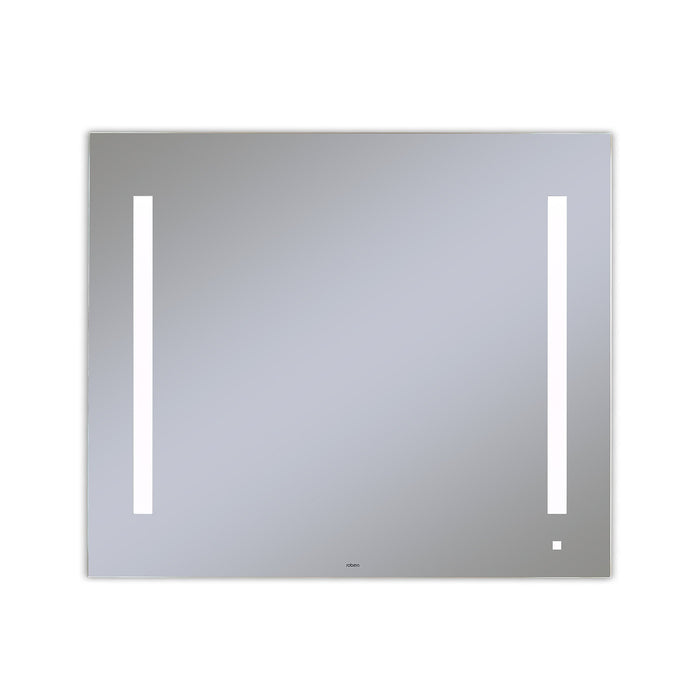 AiO 35-1/8" x 29-7/8" x 1-1/2" lighted mirror with LUM lighting at 4000 kelvin temperature (cool light), dimmable, USB charging ports and OM Audio