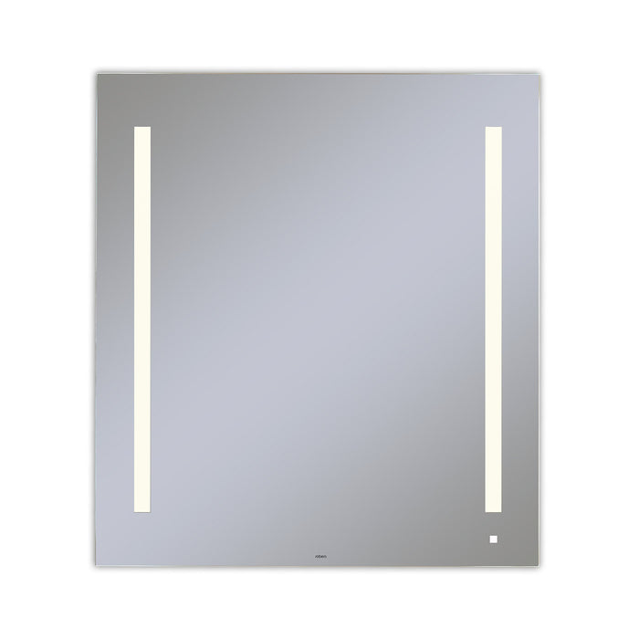 AiO 35-1/8" x 39-1/4" x 1-1/2" lighted mirror with LUM lighting at 2700 kelvin temperature (warm light), dimmable, USB charging ports and OM Audio
