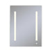 AiO 23-1/4" x 30" x 4" single door lighted cabinet with LED lighting at 2700 kelvin temperature (warm light), dimmable, built-in OM Audio, interior lighting, electrical outlet, USB charging ports, magnetic storage strip, left hinge