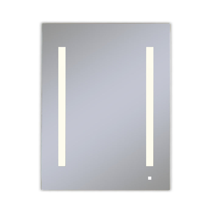 AiO 23-1/4" x 30" x 4" single door lighted cabinet with LUM LED lighting at 2700 kelvin temperature (warm light), dimmable, interior lighting, electrical outlet, USB charging ports, magnetic storage strip and left hinge