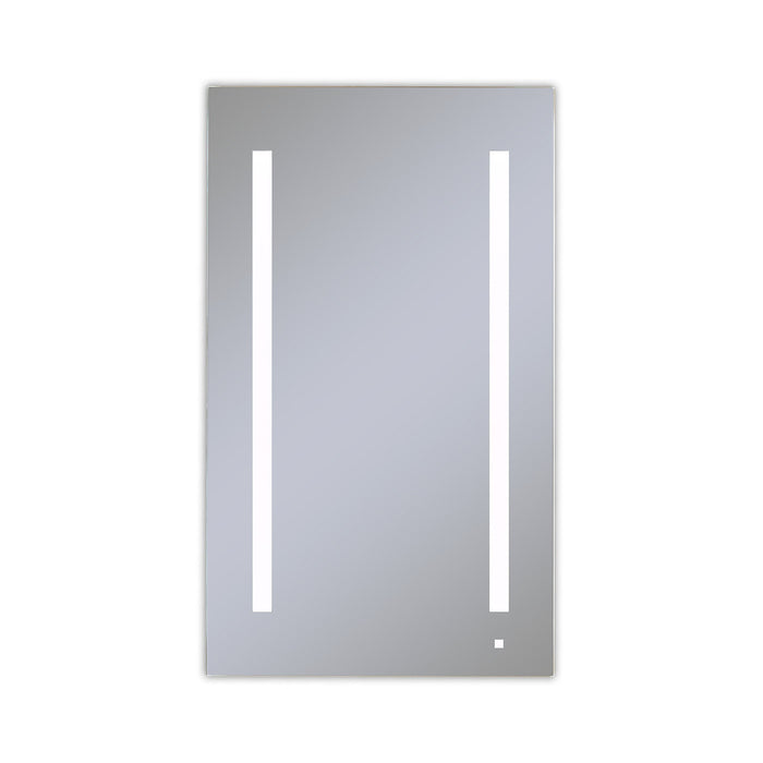 AiO 23-1/4" x 40" x 4" single door lighted cabinet with LUM LED lighting at 4000 kelvin temperature (cool light), dimmable, interior lighting, electrical outlet, USB charging ports, magnetic storage strip and left hinge