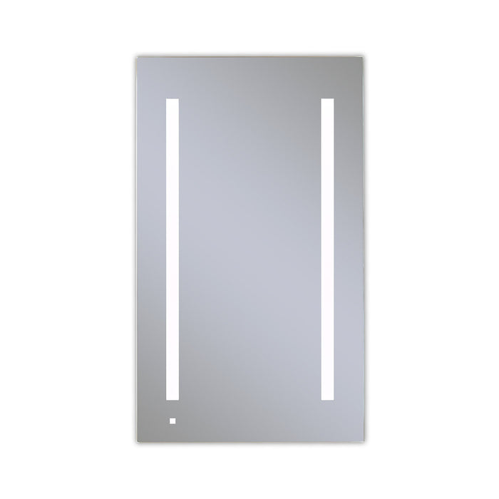 AiO 23-1/4" x 40" x 4" single door lighted cabinet with LUM LED lighting at 4000 kelvin temperature (cool light), dimmable, built-in OM Audio, interior lighting, electrical outlet, USB charging ports, magnetic storage strip and right hinge