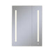 AiO 29-1/4" x 40" x 4" two door lighted cabinet with large door at left with LUM LED lighting at 2700 kelvin temperature (warm light), dimmable, interior lighting, electrical outlet, USB charging port and magnetic storage strip