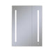 AiO 29-1/4" x 40" x 4" two door lighted cabinet with large door at left with LUM LED lighting at 4000 kelvin temperature (cool light), dimmable, interior lighting, electrical outlet, USB charging port and magnetic storage strip
