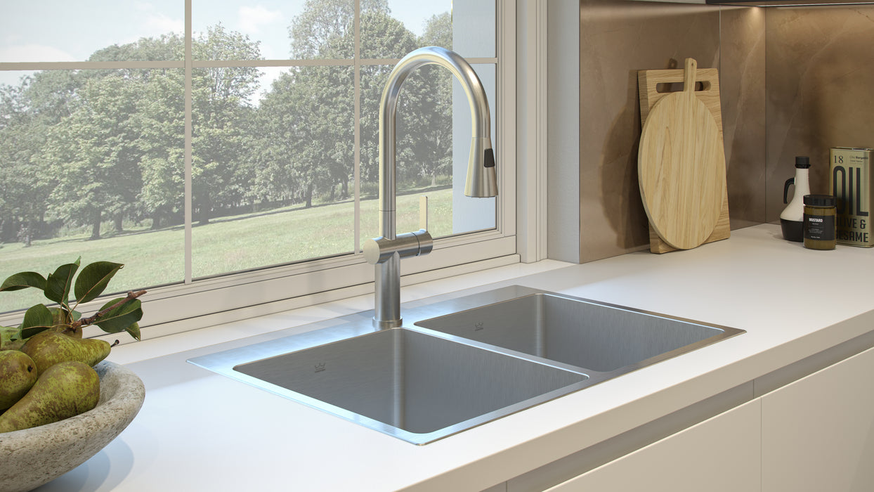 Kindred Brookmore BDL2131-9 Drop-In Double Bowl 30.88 x 20.9 in Stainless Steel Kitchen Sink - 1-Hole