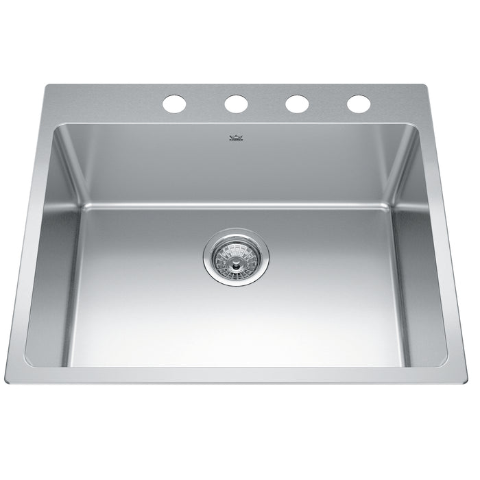 Kindred Brookmore Drop-In Single Bowl 25 x 20.9 in Stainless Steel Kitchen Sink - 4-Hole