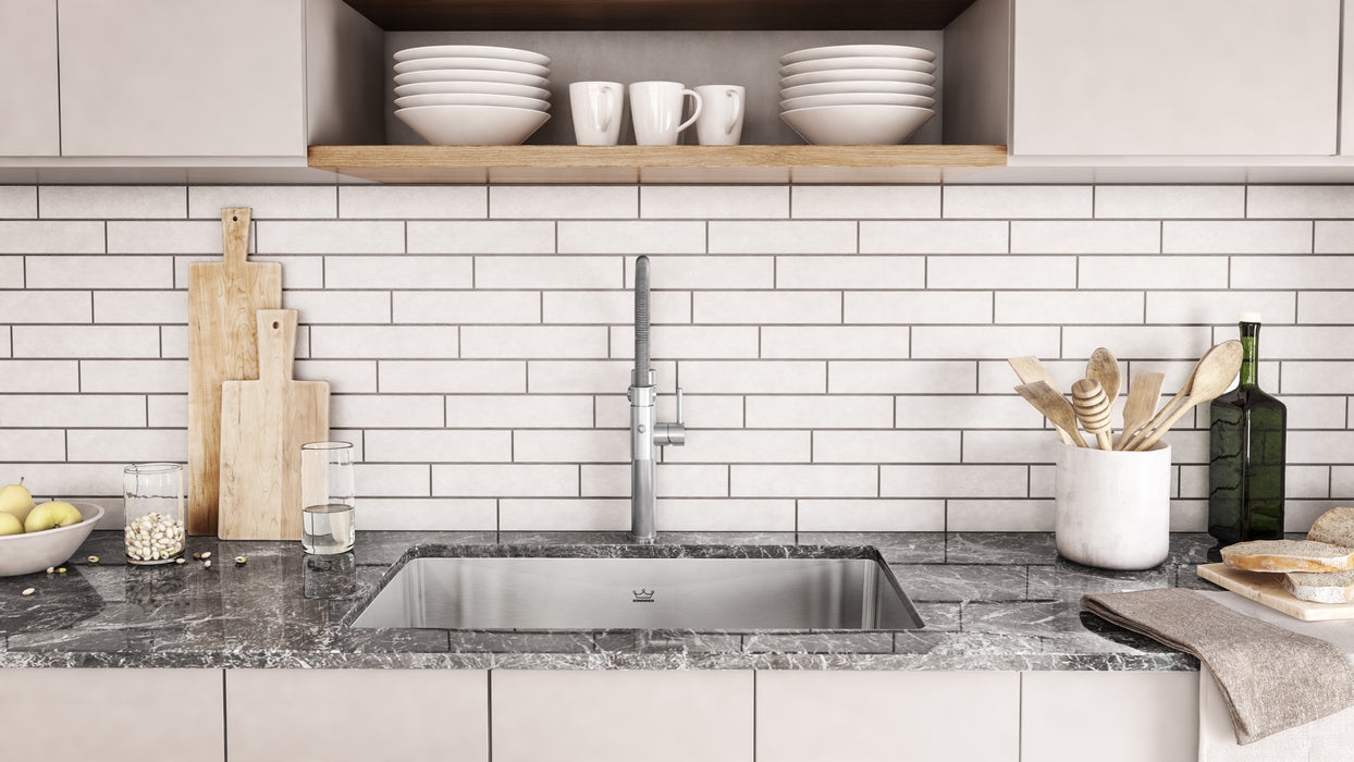 Kindred Brookmore BSU1832-9N Undermount Single Bowl 32.5 x 18.13 in Stainless Steel Kitchen Sink - Commercial Satin Finish