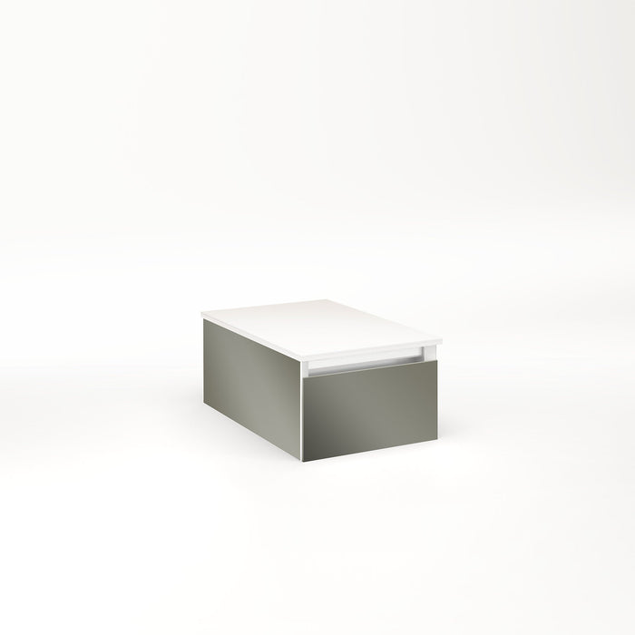 Cartesian 12-1/8" x 7-1/2" x 18-3/4" slim drawer vanity in mirror with slow-close full drawer and no night light