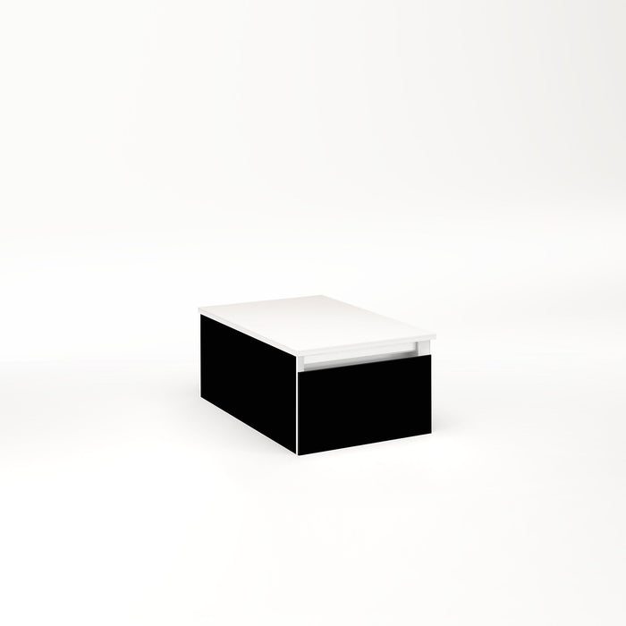 Cartesian 12-1/8" x 7-1/2" x 18-3/4" slim drawer vanity in black with slow-close full drawer and no night light
