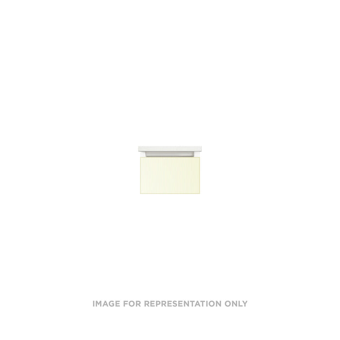 Cartesian 12-1/8" x 7-1/2" x 18-3/4" slim drawer vanity in reeded white with slow-close full drawer and no night light