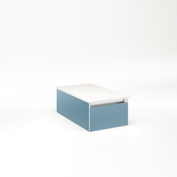Cartesian 12-1/8" x 7-1/2" x 21-3/4" slim drawer vanity in ocean with slow-close full drawer and no night light