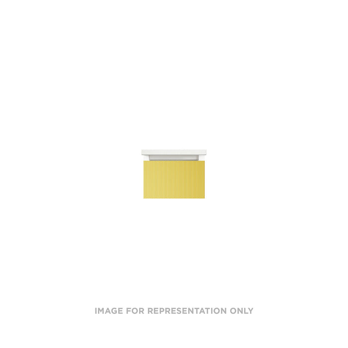 Cartesian 12-1/8" x 7-1/2" x 21-3/4" slim drawer vanity in reeded brass with slow-close full drawer and selectable night light in 2700K/4000K temperature (warm/cool light)