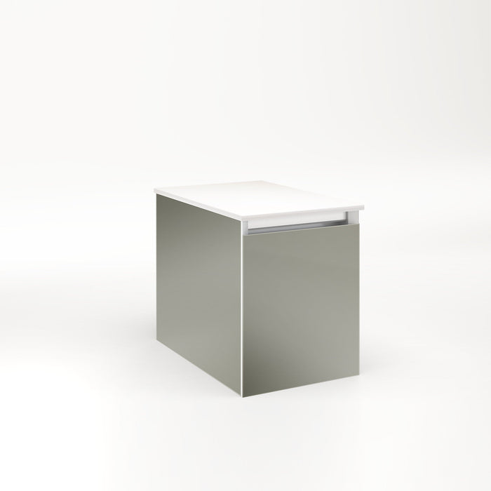 Cartesian 12-1/8" x 15" x 18-3/4" slim drawer vanity in mirror with slow-close full drawer and selectable night light in 2700K/4000K temperature (warm/cool light)
