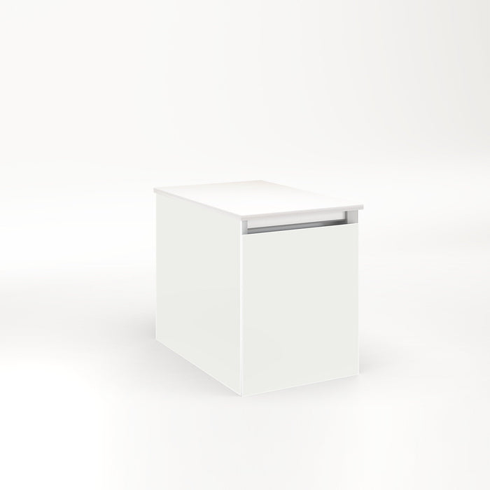 Cartesian 12-1/8" x 15" x 18-3/4" single drawer vanity in beach with slow-close full drawer and night light in 5000K temperature (cool light)