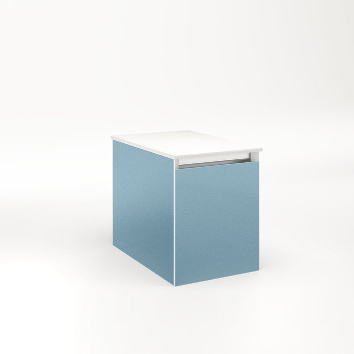 Cartesian 12-1/8" x 15" x 18-3/4" slim drawer vanity in ocean with slow-close full drawer and selectable night light in 2700K/4000K temperature (warm/cool light)