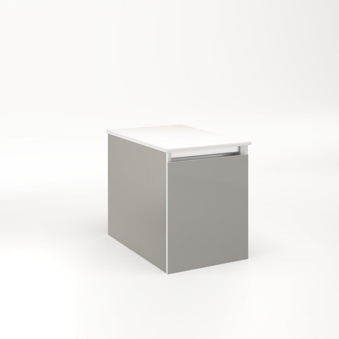 Cartesian 12-1/8" x 15" x 18-3/4" slim drawer vanity in smoke screen with slow-close full drawer and selectable night light in 2700K/4000K temperature (warm/cool light)