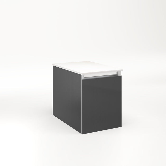 Cartesian 12-1/8" x 15" x 18-3/4" single drawer vanity in silver screen with slow-close full drawer and night light in 5000K temperature (cool light)