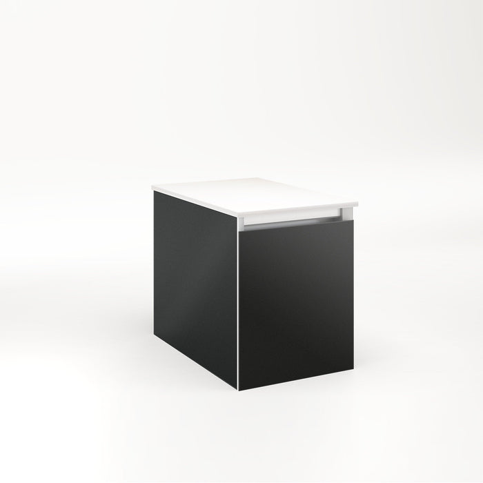 Cartesian 12-1/8" x 15" x 18-3/4" single drawer vanity in matte black with slow-close full drawer and night light in 5000K temperature (cool light)