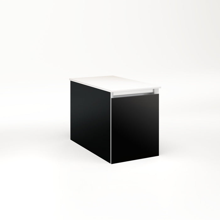 Cartesian 12-1/8" x 15" x 21-3/4" single drawer vanity in black with slow-close full drawer and no night light